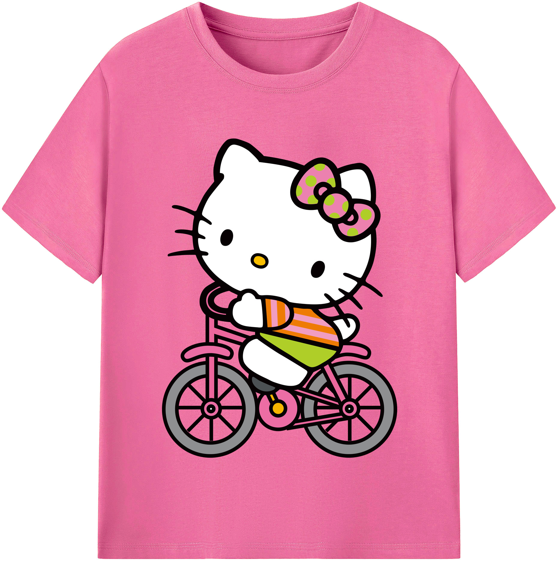 （画像用） Hello Kitty ハローキティ レディースカジュアルプリントTシャツ（綿100％）